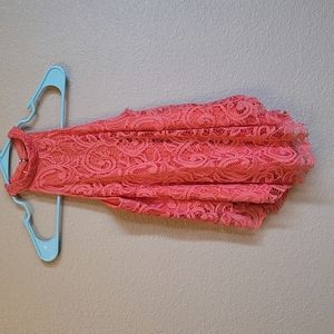 Coral Sleeveless Lace Top